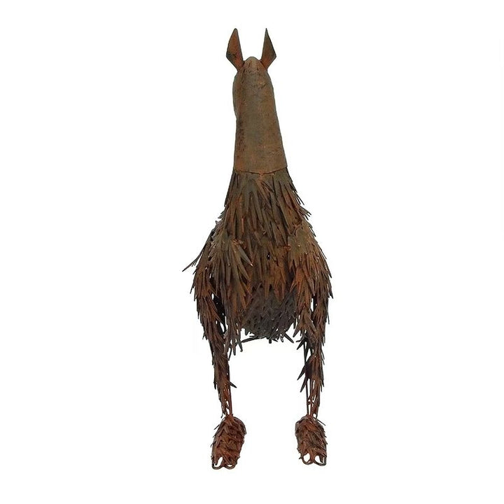 Willow &amp; Silk Metal 58.5cm Rusty Kangaroo Looking Back Garden Statue