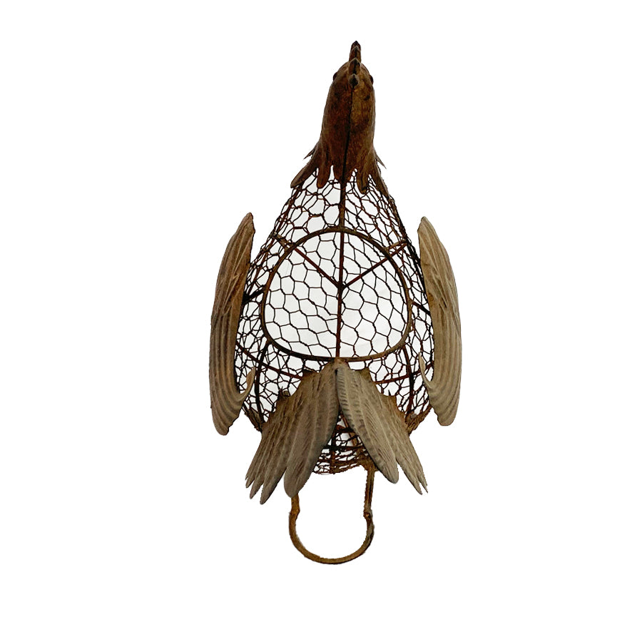 Willow &amp; Silk Metal 40.5cm Rustic Brown Chook Egg Basket/ Kitchen Storage