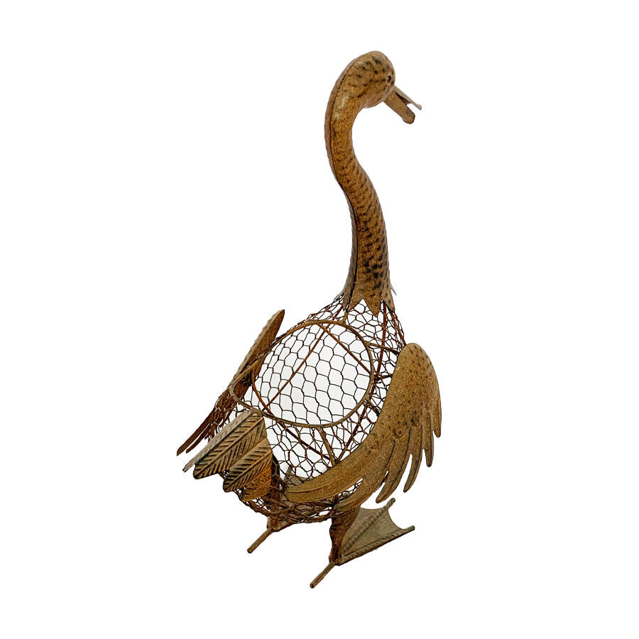 Willow &amp; Silk Metal 51.5cm Rustic Brown Duck Egg Basket/ Kitchen Storage