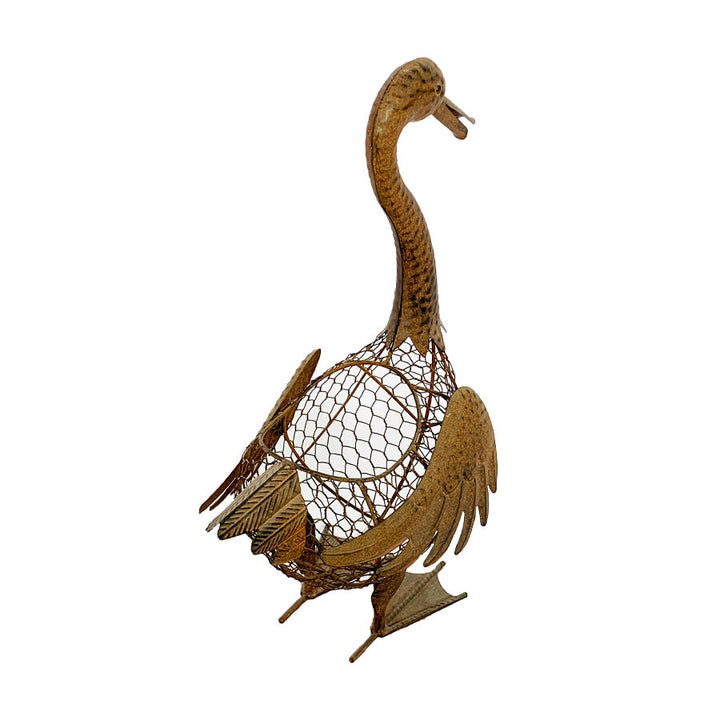 Willow &amp; Silk Metal 51.5cm Rustic Brown Duck Egg Basket/ Kitchen Storage