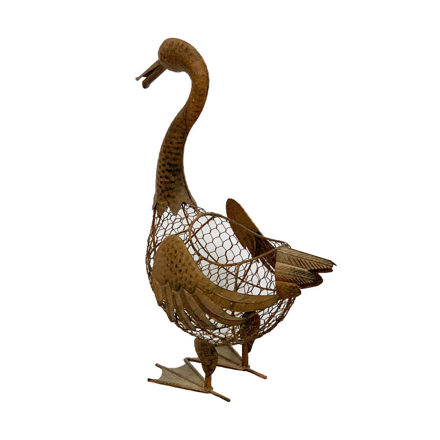 Willow &amp; Silk Metal 51.5cm Rustic Brown Duck Egg Basket/ Kitchen Storage