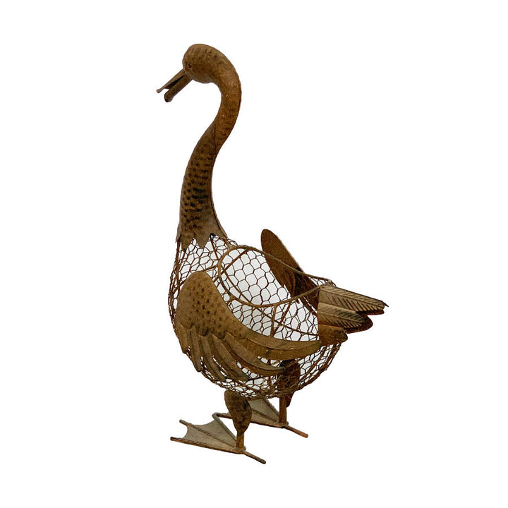Willow &amp; Silk Metal 51.5cm Rustic Brown Duck Egg Basket/ Kitchen Storage