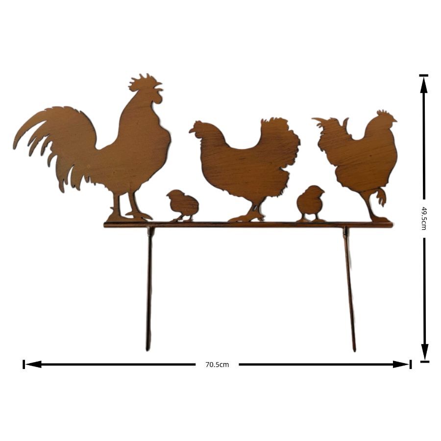 Willow &amp; Silk Chook Family Garden Stake/Feathered Friends Metal Garden Stake