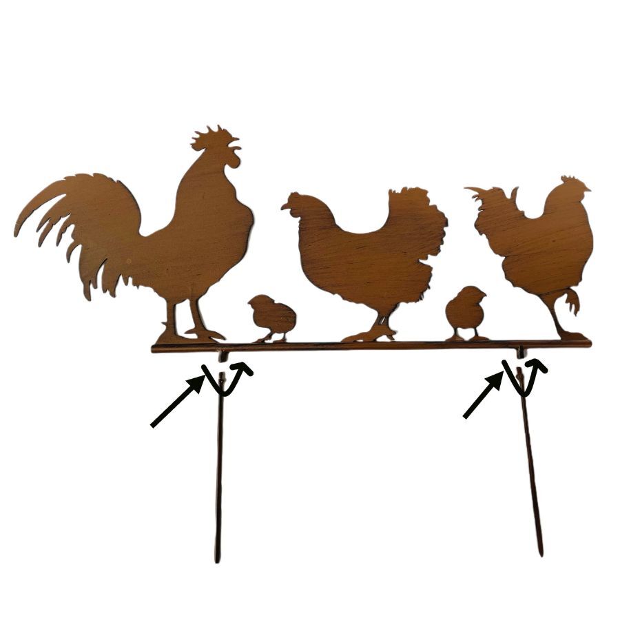 Willow &amp; Silk Chook Family Garden Stake/Feathered Friends Metal Garden Stake