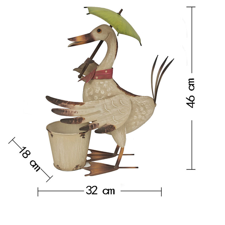 Willow &amp; Silk Standing Duck with Umbrella Potplanter/Umbrella Duck Planter