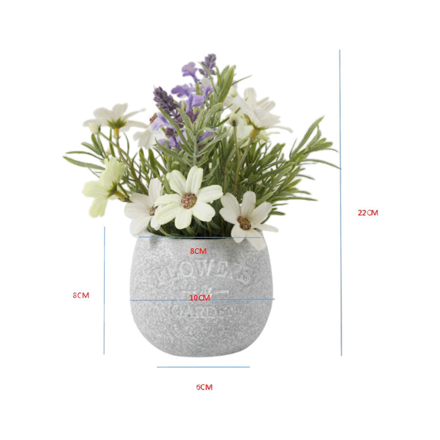 Willow &amp; Silk Pot Plant Artificial Lavender &amp; Daisy 16x16x22cm