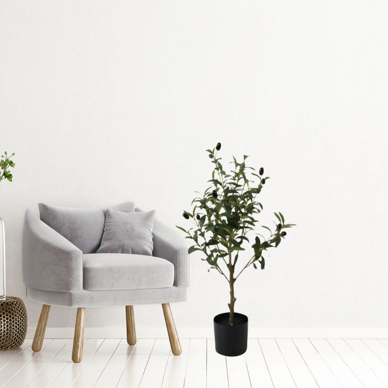 Willow &amp; Silk Pot Plant Artificial Olive Tree 60cm