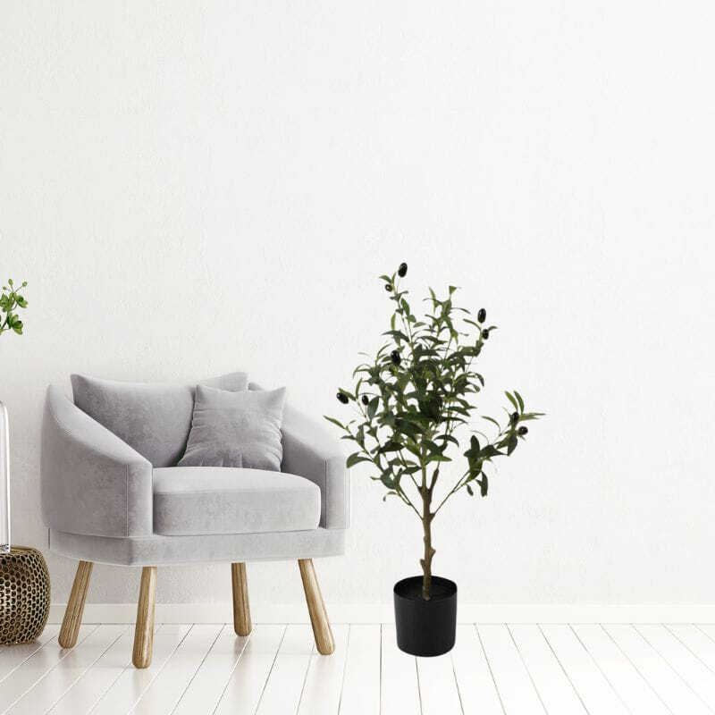 Willow &amp; Silk Pot Plant Artificial Olive Tree 60cm