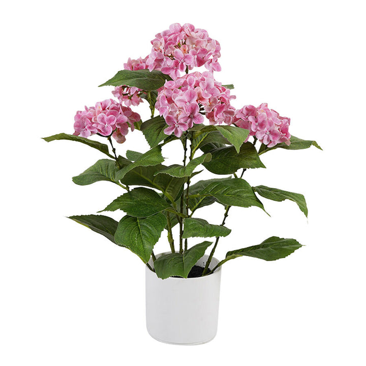 Willow &amp; Silk Potted Artificial Blush Bloom Pink Hydrangea 35x35x50cm