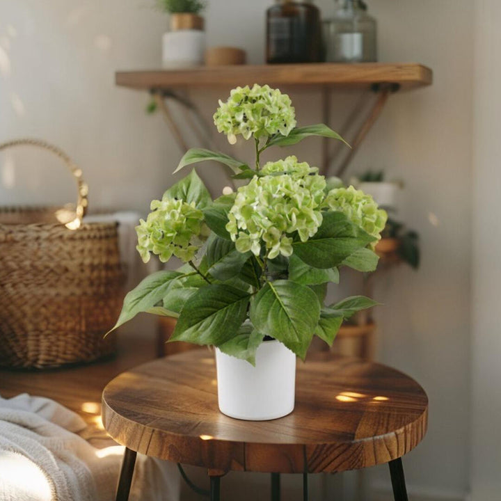 Willow &amp; Silk Potted Artificial Lush Serenity Green Hydrangea 35x35x50cm