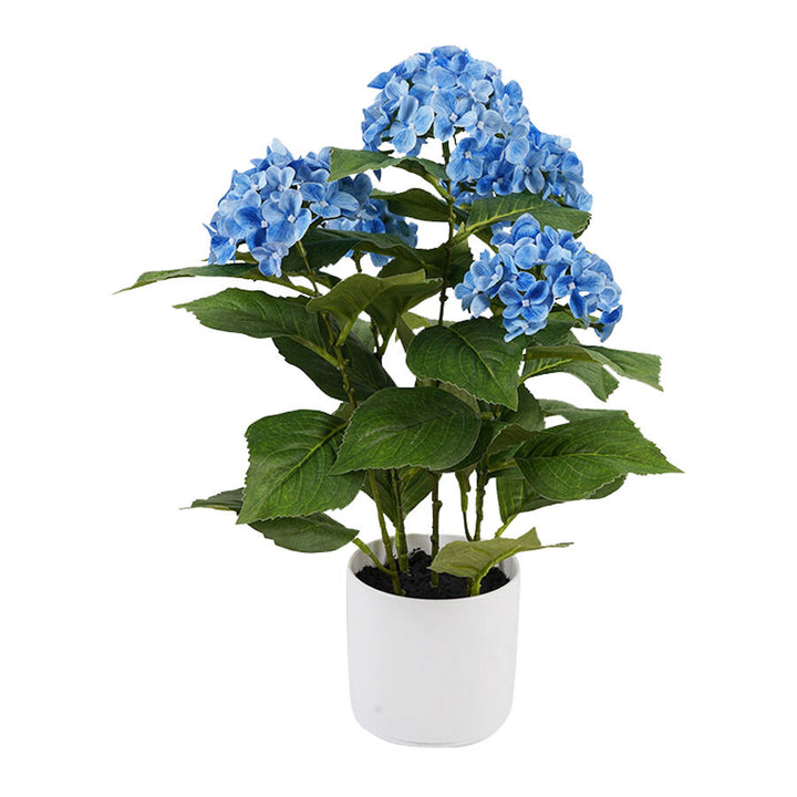 Willow &amp; Silk Potted Artificial Serene Blue Hydrangea 35x35x50cm