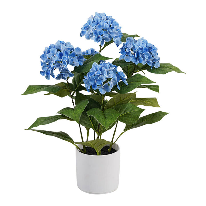 Willow &amp; Silk Potted Artificial Serene Blue Hydrangea 35x35x50cm