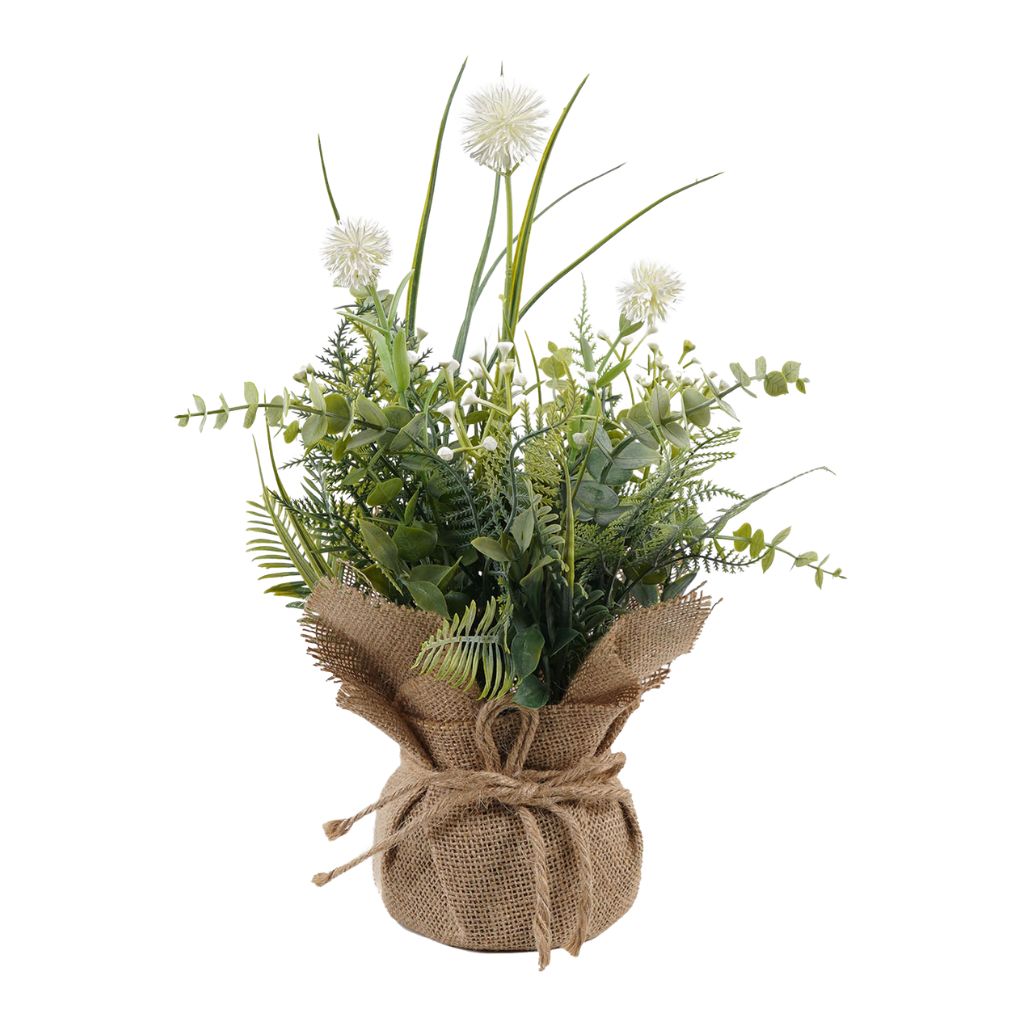 Willow &amp; Silk Dandelion in Burlap Wrap 30x23x31cm