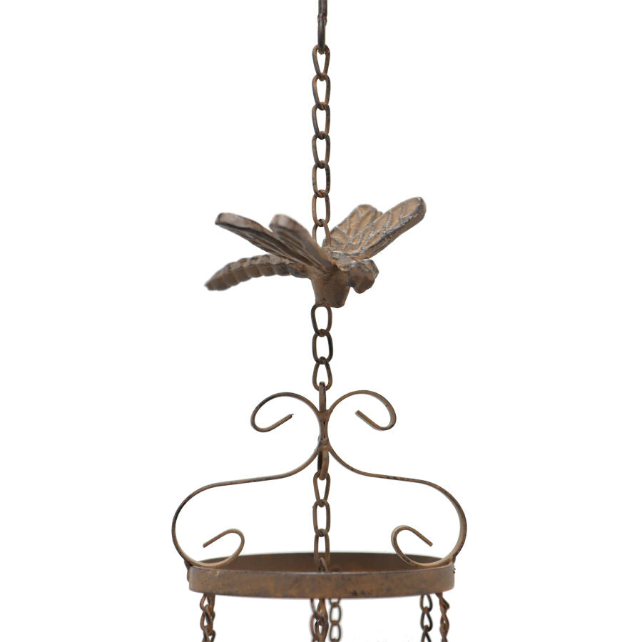 Willow &amp; Silk Hanging Cast-Iron Enchanted Dragonflies Chime with Bell 12x77cm