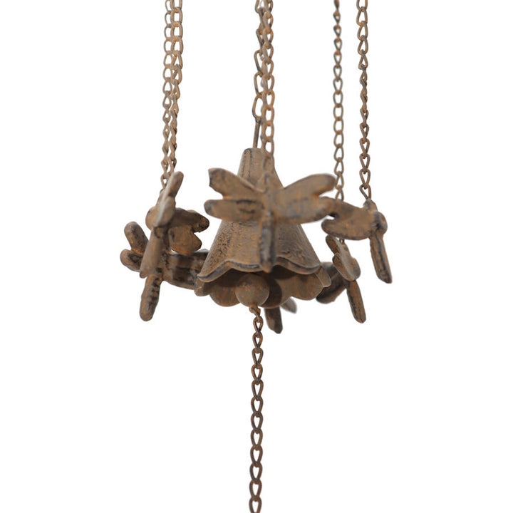 Willow &amp; Silk Hanging Cast-Iron Enchanted Dragonflies Chime with Bell 12x77cm