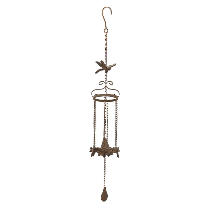 Willow &amp; Silk Hanging Cast-Iron Enchanted Dragonflies Chime with Bell 12x77cm
