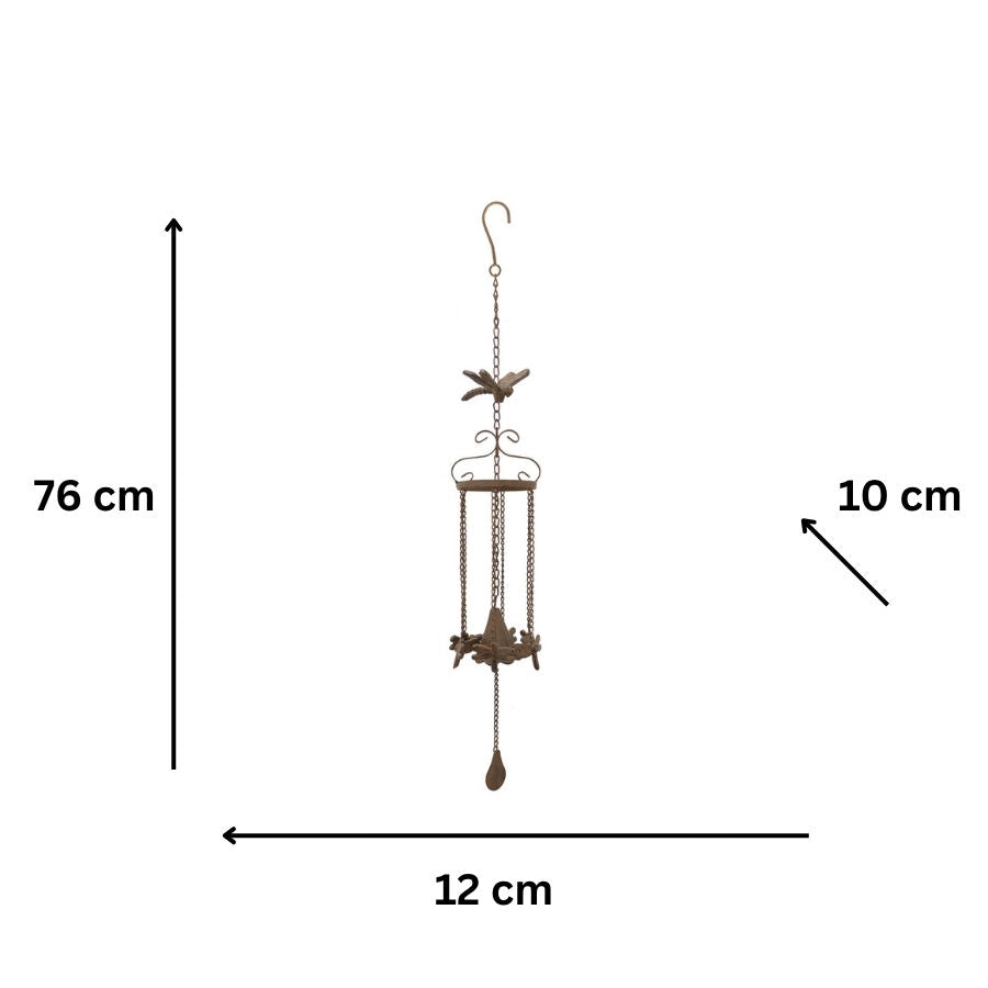 Willow &amp; Silk Hanging Cast-Iron Enchanted Dragonflies Chime with Bell 12x77cm