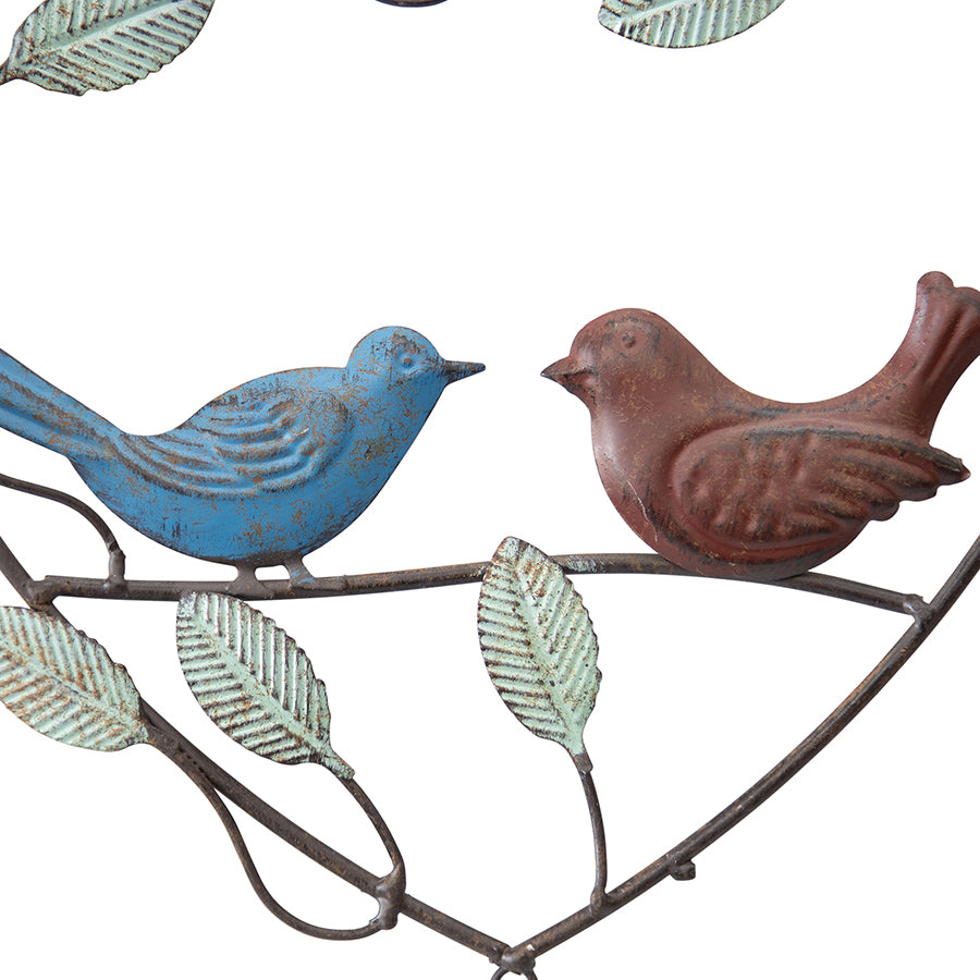 Willow &amp; Silk Coloured Love Birds In Heart Door Chime