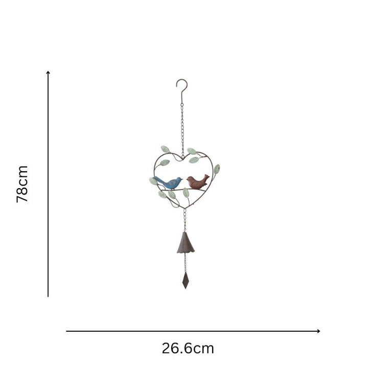 Willow &amp; Silk Coloured Love Birds In Heart Door Chime