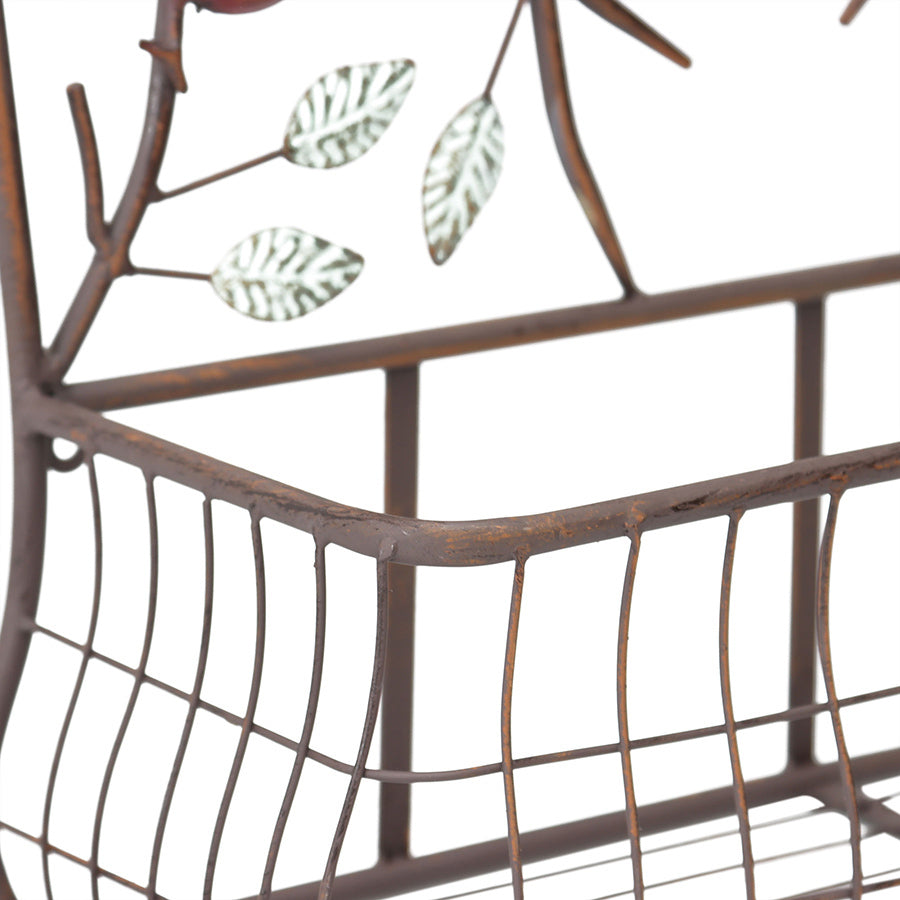 Willow &amp; Silk Coloured Bird &amp; Leaves Design Wall Planters Set/2