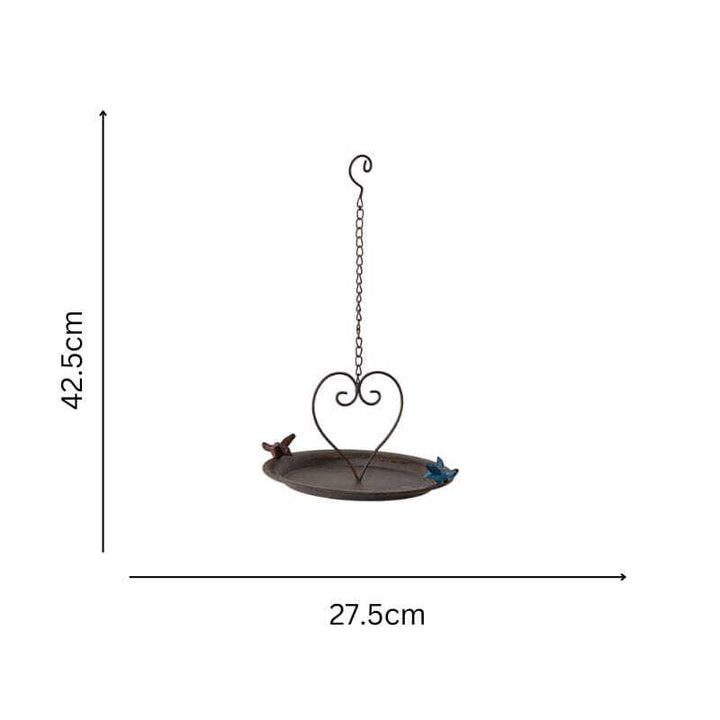 Willow &amp; Silk Metal 42cm Hanging Lovebirds Heart Garden Bird Feeder/Tray