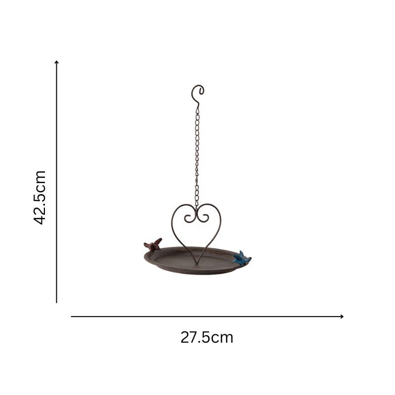 Willow &amp; Silk Metal 42cm Hanging Lovebirds Heart Garden Bird Feeder/Tray