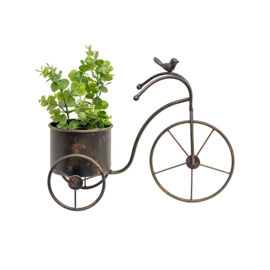 Willow &amp; Silk Metal 39.5cm Bicycle Garden Pot/Planter w/ Bird