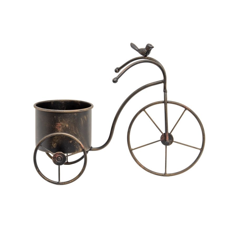 Willow &amp; Silk Metal 39.5cm Bicycle Garden Pot/Planter w/ Bird