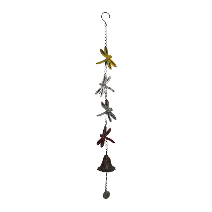 Willow &amp; Silk Enchanted Hanging 4 Dragonflies with Cast Iron Bell 8x8x84cm