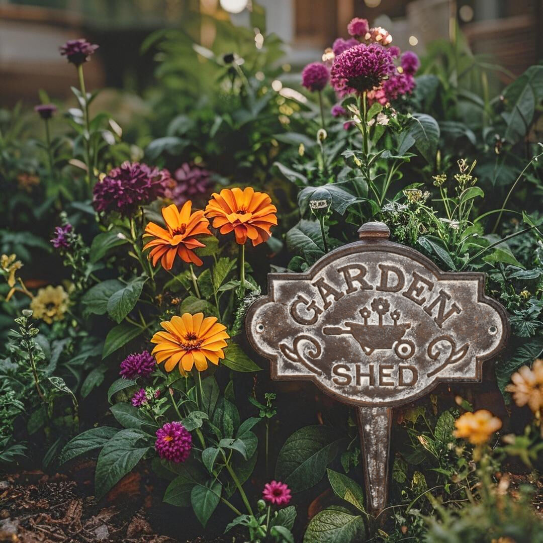 Willow &amp; Silk Garden Shed Cast Iron Stake/Sign 24x0.5x29cm