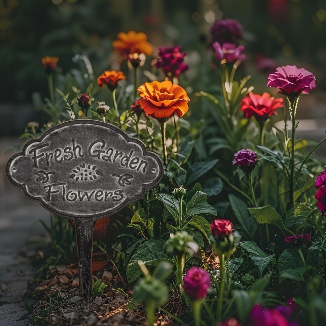 Willow &amp; Silk Fresh Garden Flowers Cast Iron Stake 24x0.5x29cm