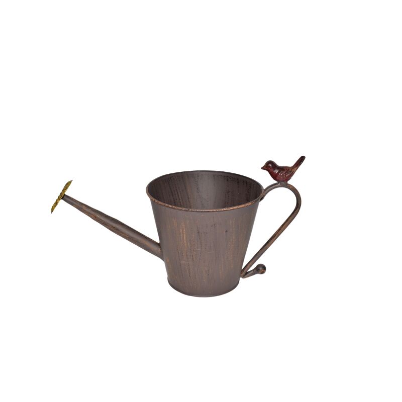 Willow &amp; Silk Watering Can Shape Potplanter w/yellow flower 34x16x19cm