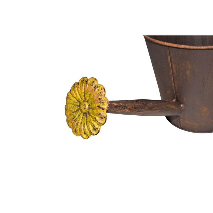 Willow &amp; Silk Watering Can Shape Potplanter w/yellow flower 34x16x19cm