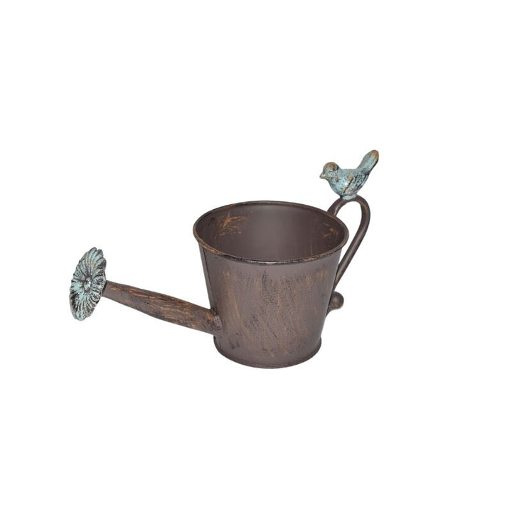 Willow &amp; Silk Watering Can Shape Potplanter w/Blue Flower 28x13x15cm