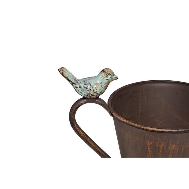 Willow &amp; Silk Watering Can Shape Potplanter w/Blue Flower 28x13x15cm