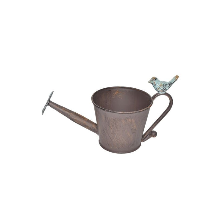 Willow &amp; Silk Watering Can Shape Potplanter w/Blue Flower 28x13x15cm