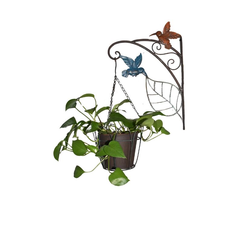 Willow &amp; Silk Hanging Potplanter with Pot, Wall Bracket and  Hummingbirds