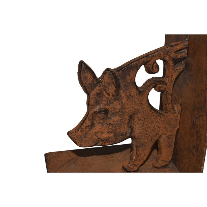 Willow &amp; Silk Cast Iron Fleur Pig Bookends Set 9x11x14cm