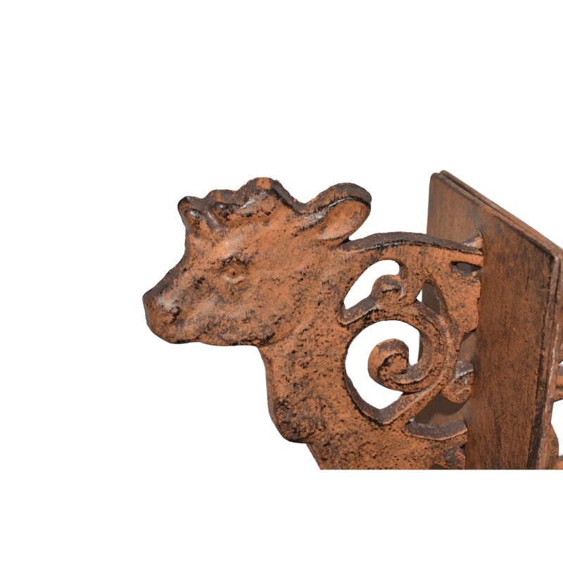 Willow &amp; Silk Cast Iron Fleur Cow Bookends Set 9x11.5x15cm