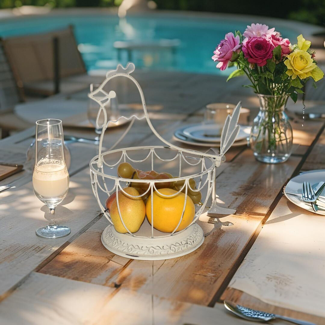 Willow &amp; Silk Chicken Shape Footed Bowl/Basket 30x25x25.5cm