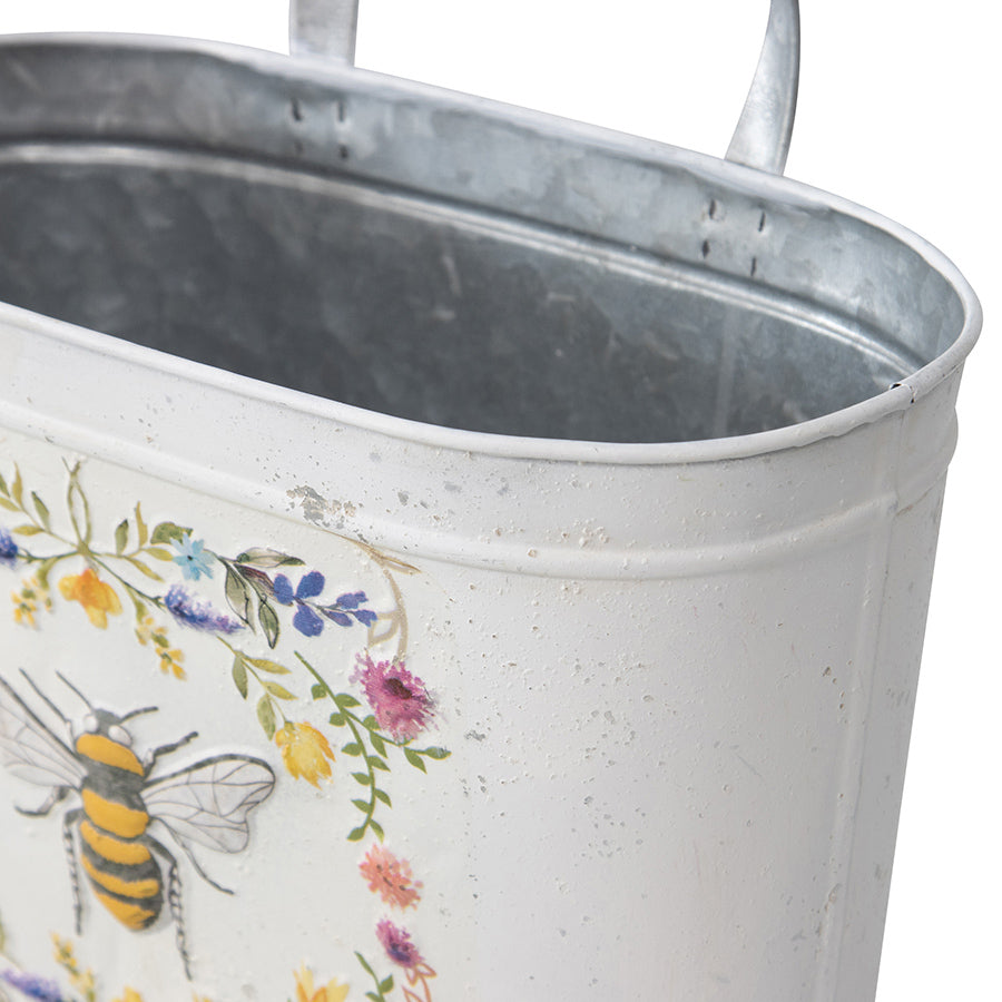 Willow &amp; Silk Nested Set of 2 Oval Pot/Planter 31cm/28cm Honeybee Buckets