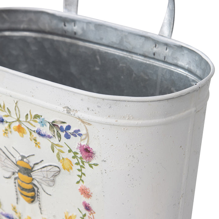 Willow &amp; Silk Nested Set of 2 Oval Pot/Planter 31cm/28cm Honeybee Buckets