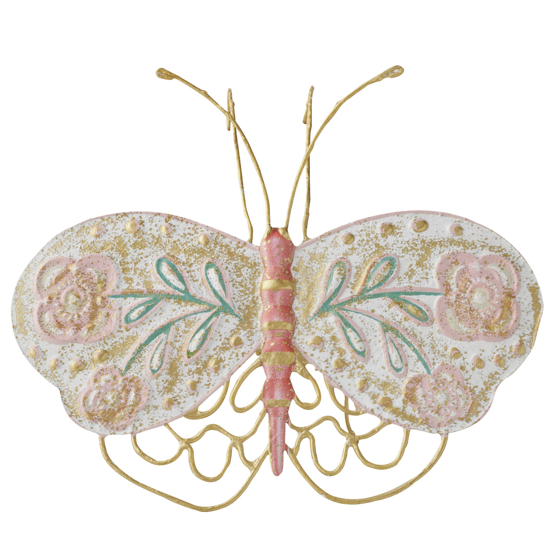 Willow &amp; Silk Butterfly Wall Art Pink/White 25x21.5x7HCM
