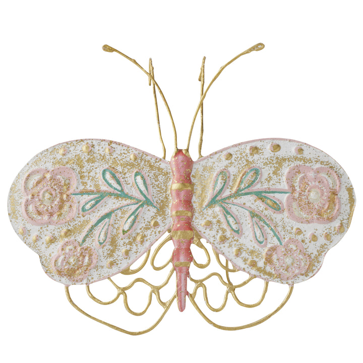 Willow &amp; Silk Butterfly Wall Art Pink/White 25x21.5x7HCM