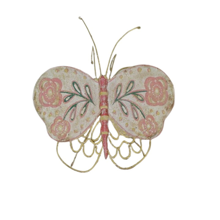 Willow &amp; Silk Butterfly Wall Art Pink/White 25x21.5x7HCM
