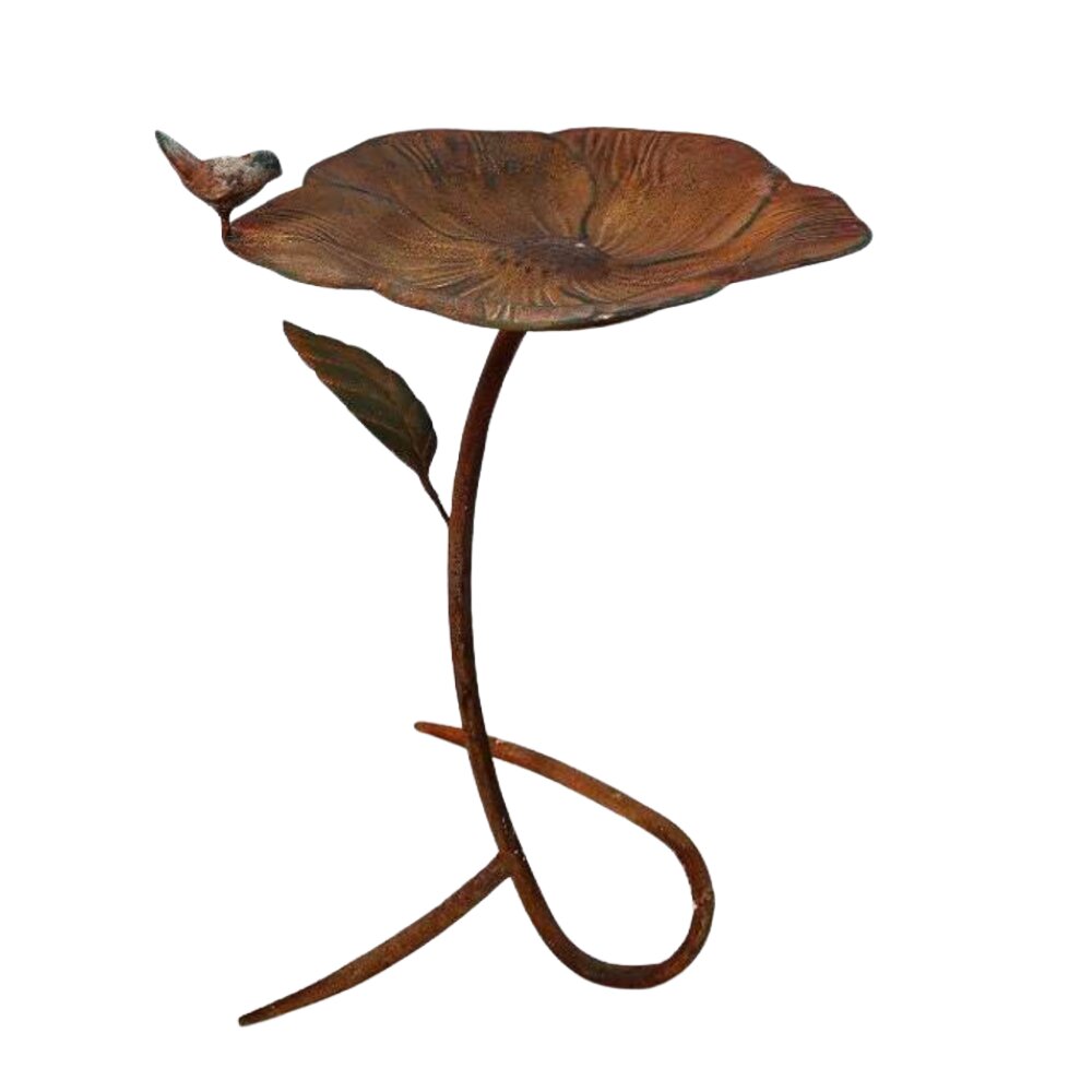 Willow &amp; Silk Rust Flower Bird Feeder on Stand 39x34.5x60HCM