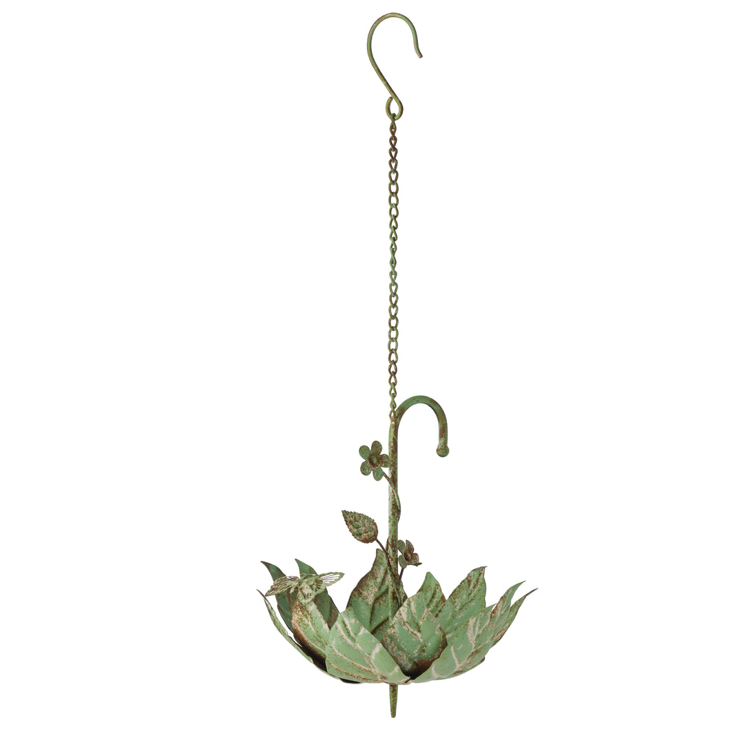 Willow &amp; Silk Hanging Leaf Umbrella Bird feeder 21.5x21.5x28HCM