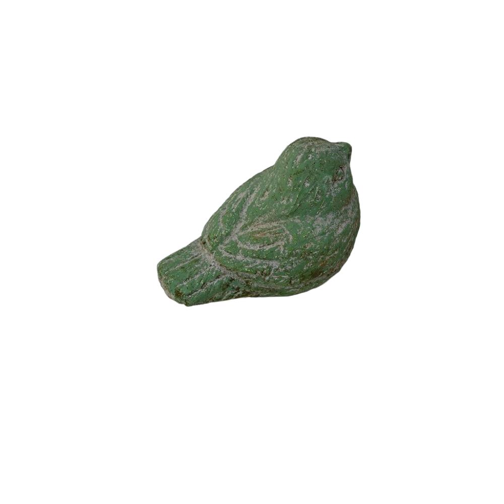 Willow &amp; Silk Sitting Bird Destressed Green 16x9x10.5HCM
