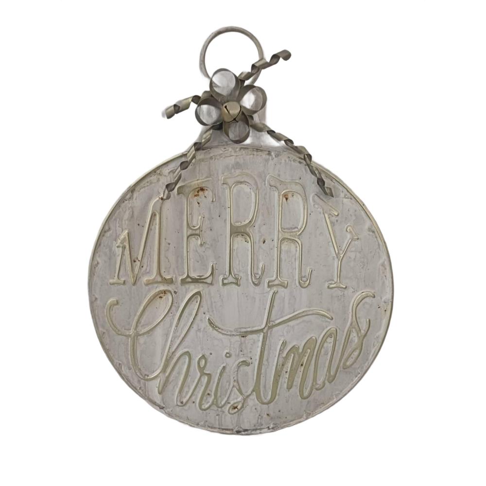 Willow &amp; Silk Merry Christmas Tin Bauble Sign 40x53HCM