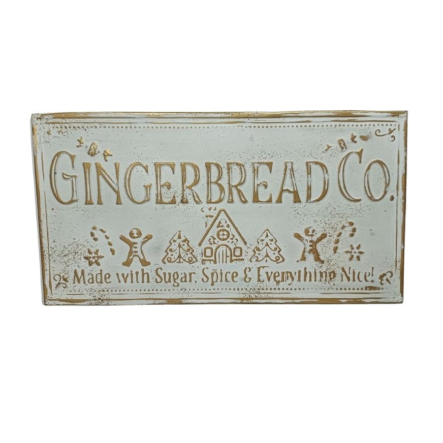 Willow &amp; Silk Gingerbread Christmas Tin Sign 76.5X40.5HCM